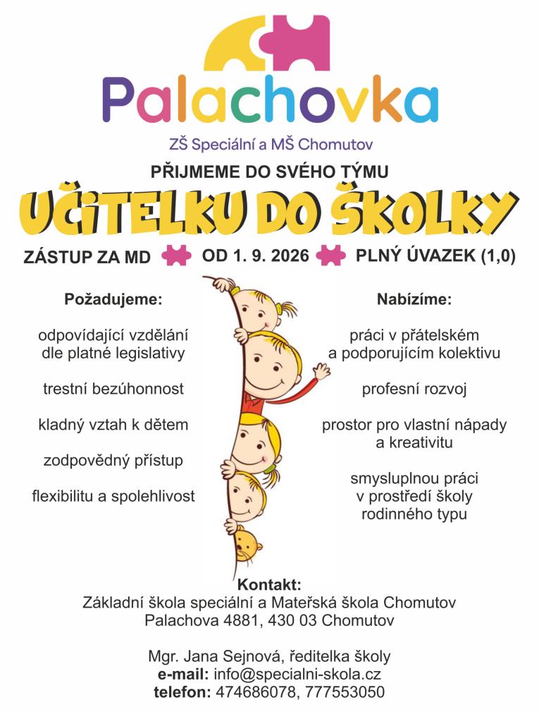 Přijmeme učitelku do mateřské školy